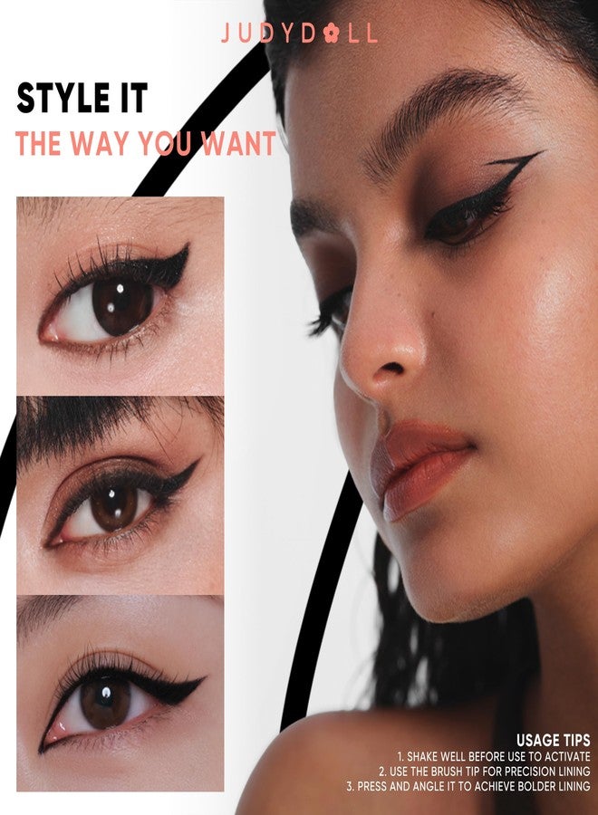 JUDYDOLL Ink Glider Longlasting Liquid Eyeliner - 30H Waterproof, Smudgeproof, Longlasting & Easy Glide, Intense Black, Ideal for Cat Eyes & Wings - Image 3